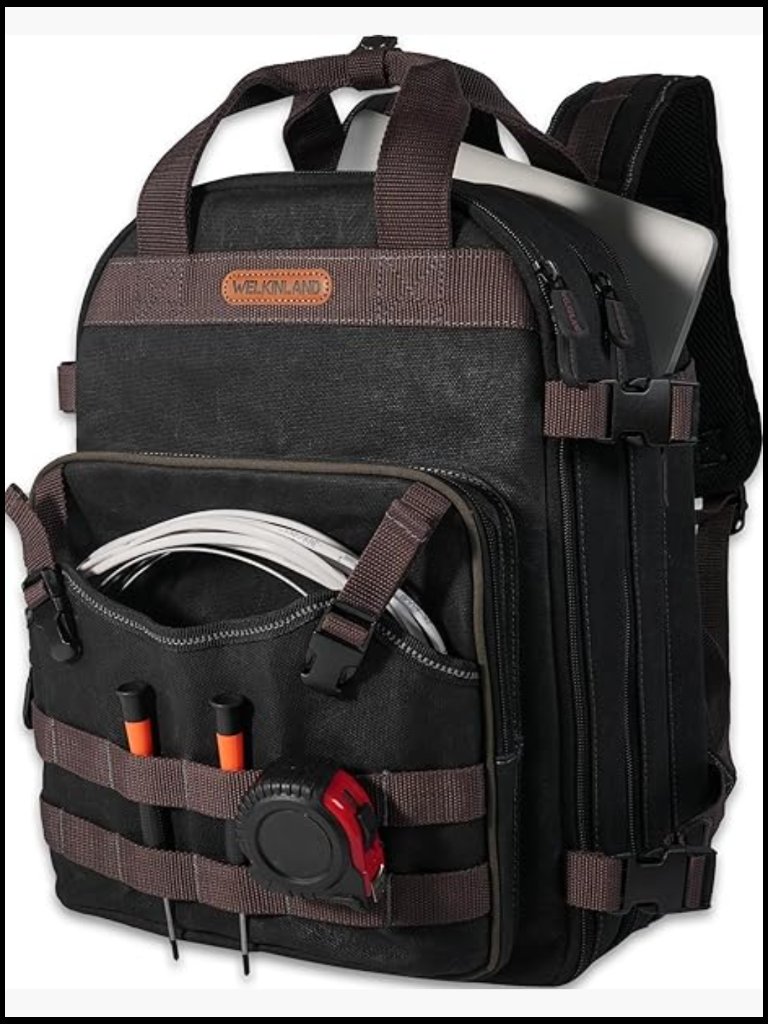 Heavy Duty Tool Backpack Waxed Canvas Work Organizer Multi-Pocket Professional